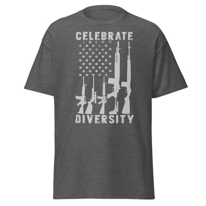 Liberty & Lead Apparel Dark Heather / S Celebrate Diversity / Many Weapons / Gun Flag / Rifles - Men's Classic Tee