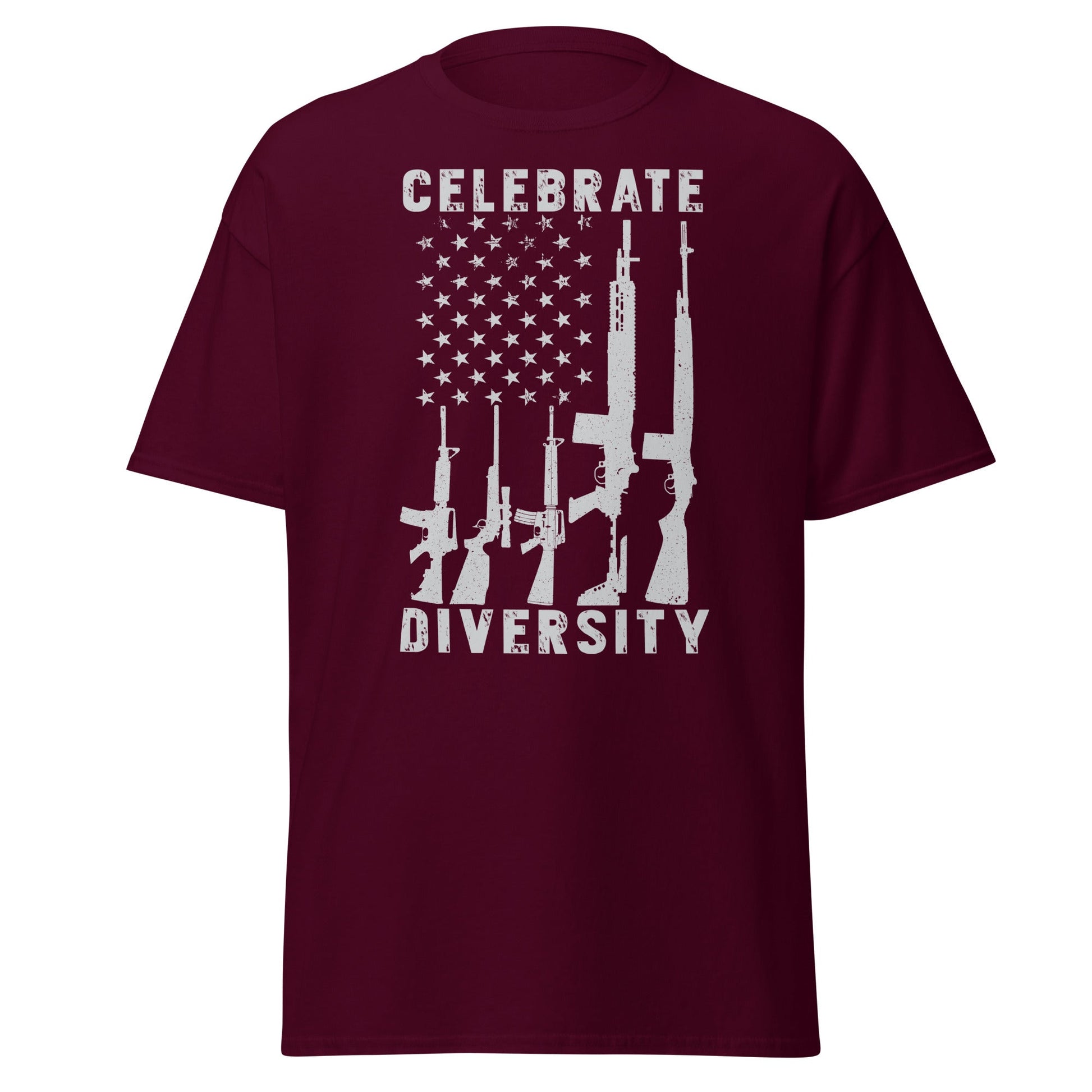 Liberty & Lead Apparel Maroon / S Celebrate Diversity / Many Weapons / Gun Flag / Rifles - Men's Classic Tee