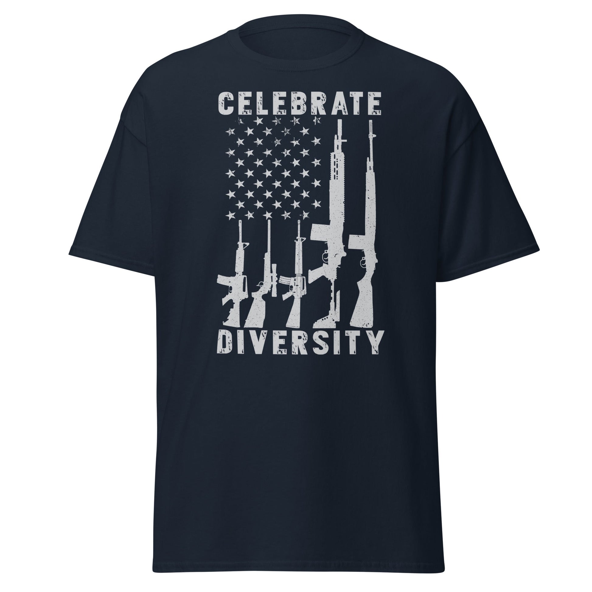 Liberty & Lead Apparel Navy / S Celebrate Diversity / Many Weapons / Gun Flag / Rifles - Men's Classic Tee