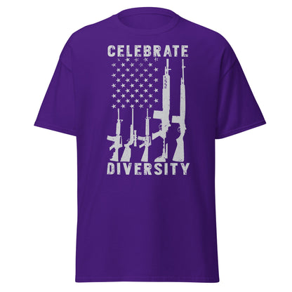 Liberty & Lead Apparel Purple / S Celebrate Diversity / Many Weapons / Gun Flag / Rifles - Men's Classic Tee