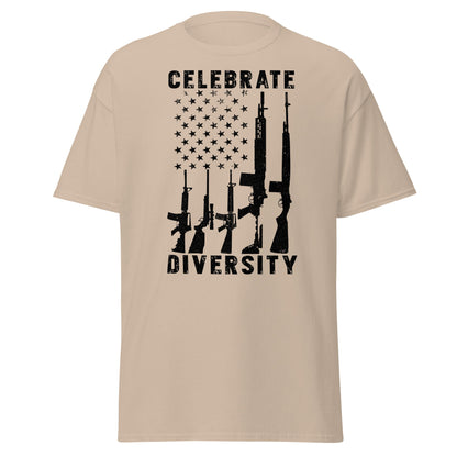 Liberty & Lead Apparel Sand / S Celebrate Diversity / Many Weapons / Gun Flag / Rifles - Men's Classic Tee