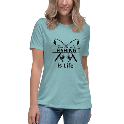 Liberty & Lead Apparel Heather Blue Lagoon / S Fishing Is Life - Ladies Relaxed Tee