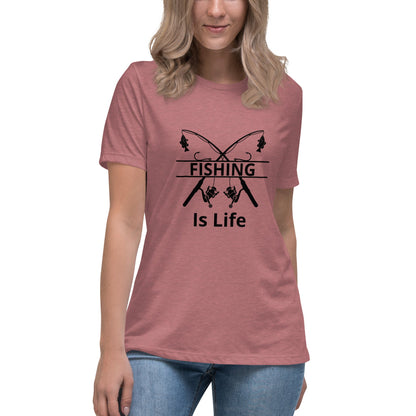 Liberty & Lead Apparel Heather Mauve / S Fishing Is Life - Ladies Relaxed Tee