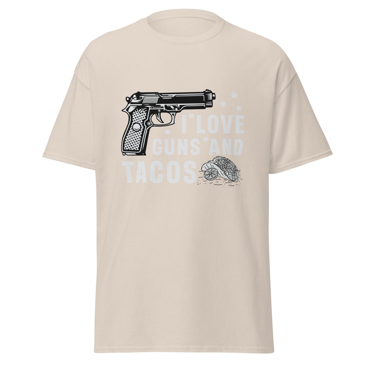 Liberty & Lead Apparel Natural / S I Love Guns and Tacos 2 / Tacos and Guns / But First Tacos  - Men's Classic Tee