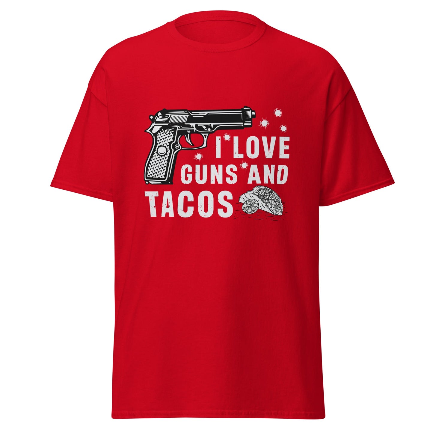 Liberty & Lead Apparel Red / S I Love Guns and Tacos 2 / Tacos and Guns / But First Tacos  - Men's Classic Tee