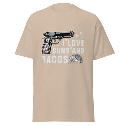 Liberty & Lead Apparel Sand / S I Love Guns and Tacos 2 / Tacos and Guns / But First Tacos  - Men's Classic Tee