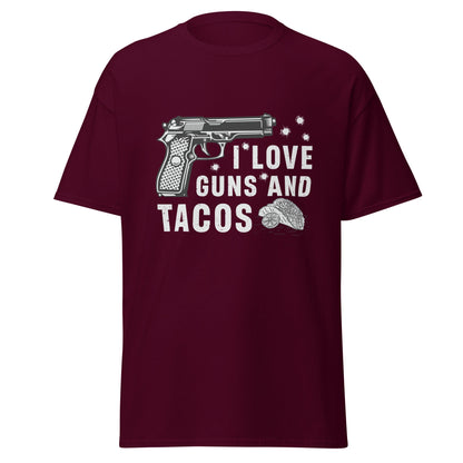 Liberty & Lead Apparel Maroon / S I Love Guns and Tacos - Men's Classic Tee