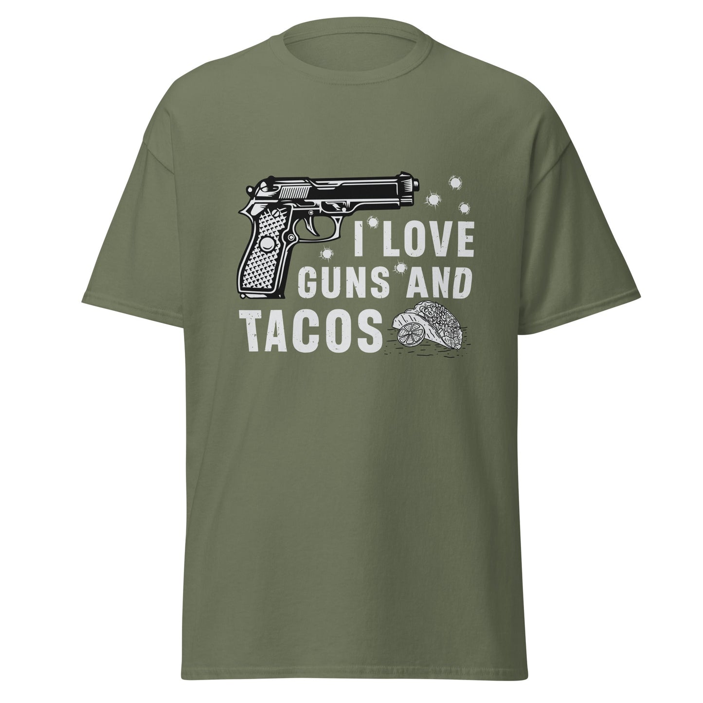 Liberty & Lead Apparel Military Green / S I Love Guns and Tacos - Men's Classic Tee