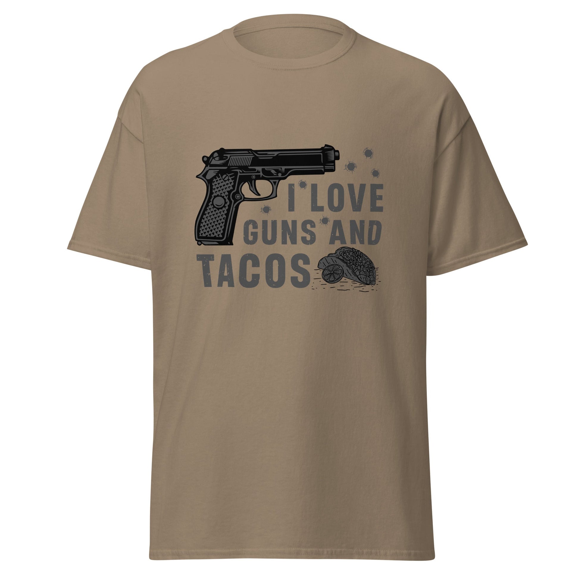 Liberty & Lead Apparel Brown Savana / S I Love Guns and Tacos / Tacos and Guns / But First Tacos - Men's Classic Tee