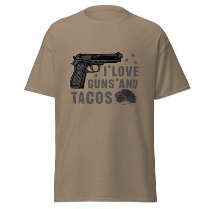 Liberty & Lead Apparel Brown Savana / S I Love Guns and Tacos / Tacos and Guns / But First Tacos - Men's Classic Tee