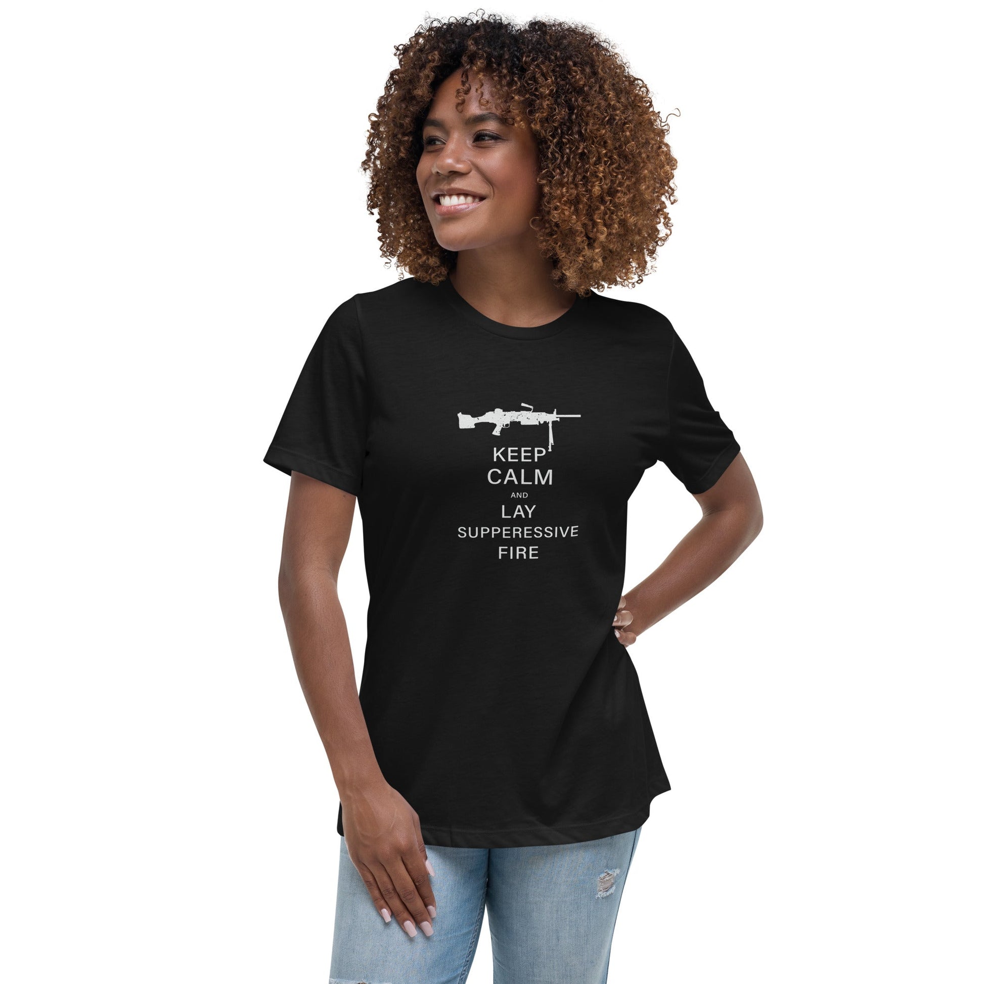 Liberty & Lead Apparel Black / S Keep Calm - Ladies Relaxed Tee