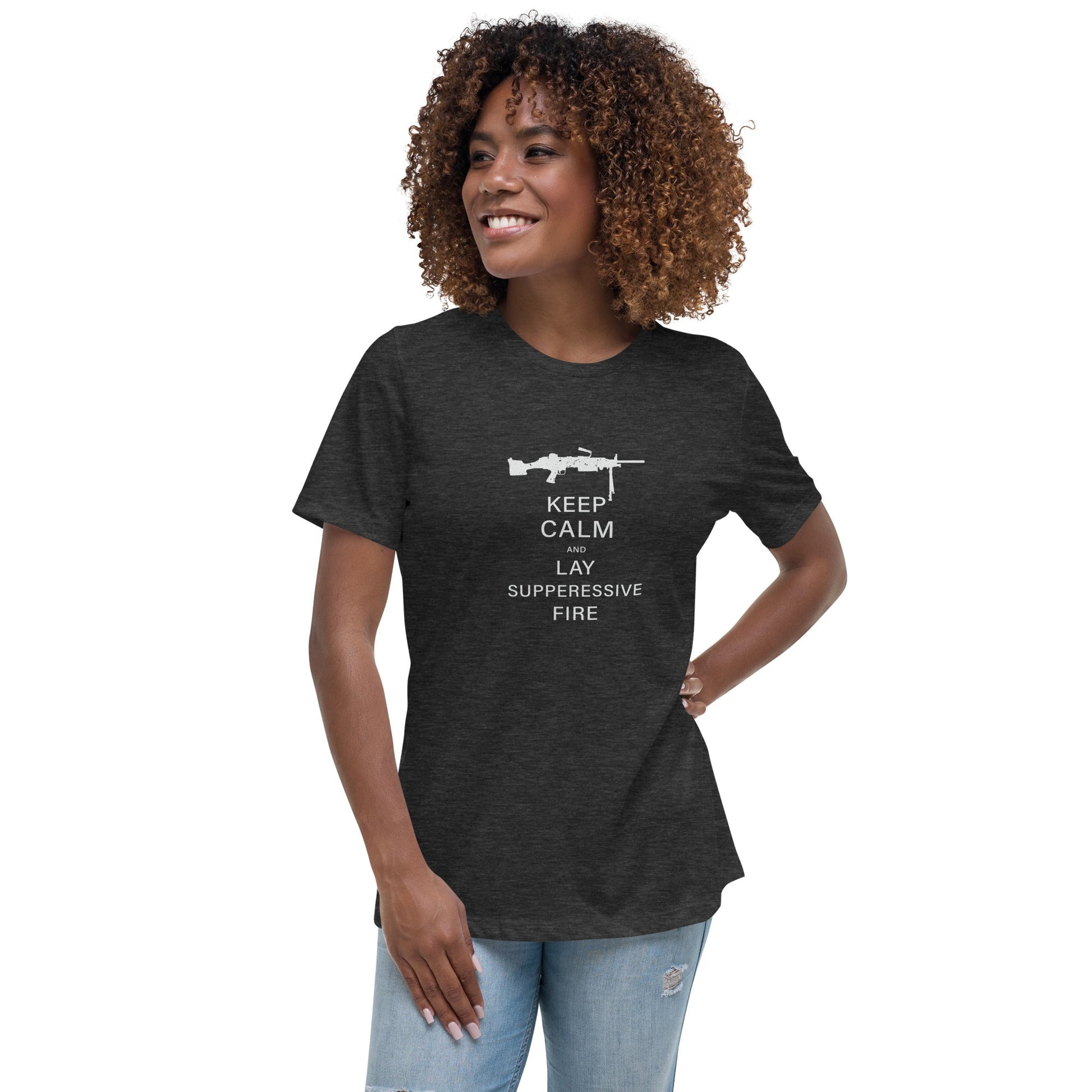 Liberty & Lead Apparel Dark Grey Heather / S Keep Calm - Ladies Relaxed Tee