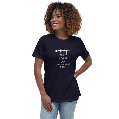 Liberty & Lead Apparel Navy / M Keep Calm - Ladies Relaxed Tee