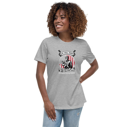 Liberty & Lead Apparel Athletic Heather / S Keep Our Guns - Ladies Relaxed Tee