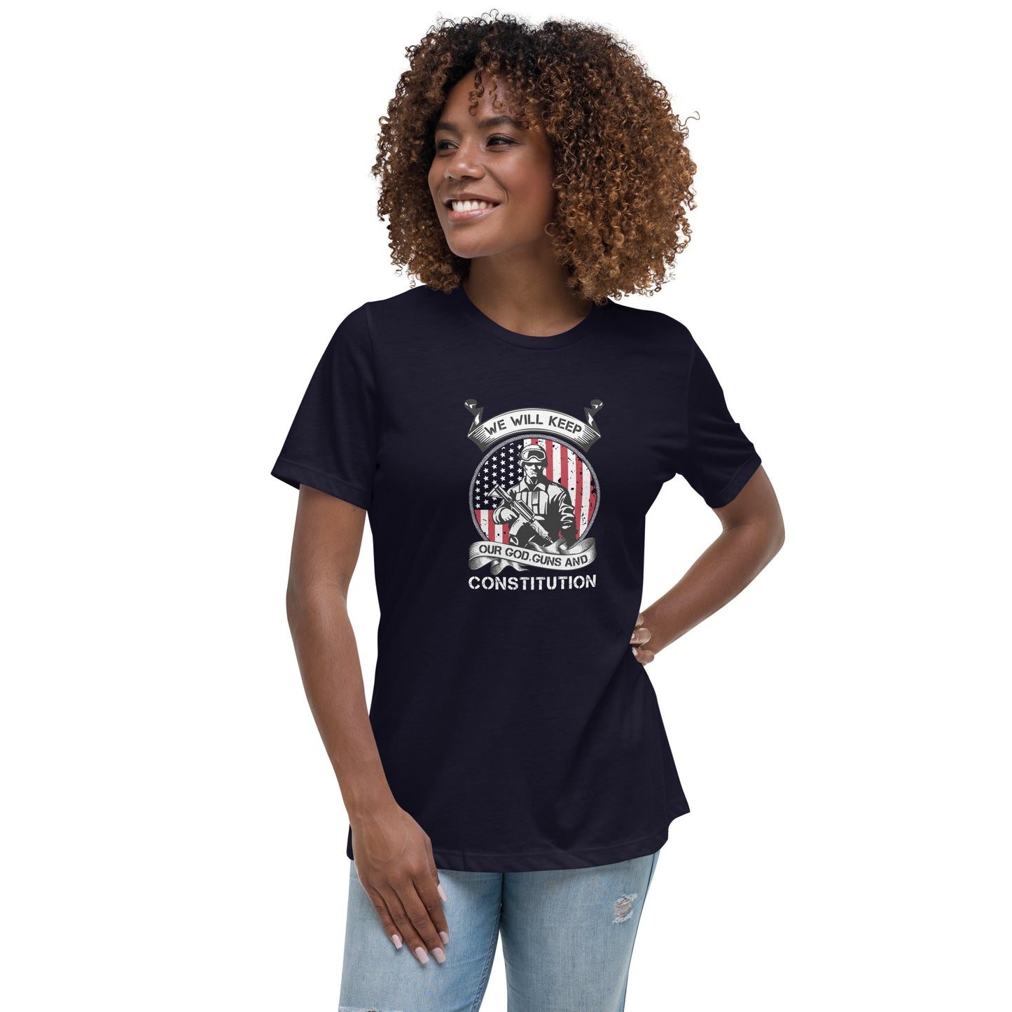 Liberty & Lead Apparel Navy / S Keep Our Guns - Ladies Relaxed Tee