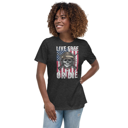 Liberty & Lead Apparel Dark Grey Heather / S Live Free - Ladies Relaxed Tee