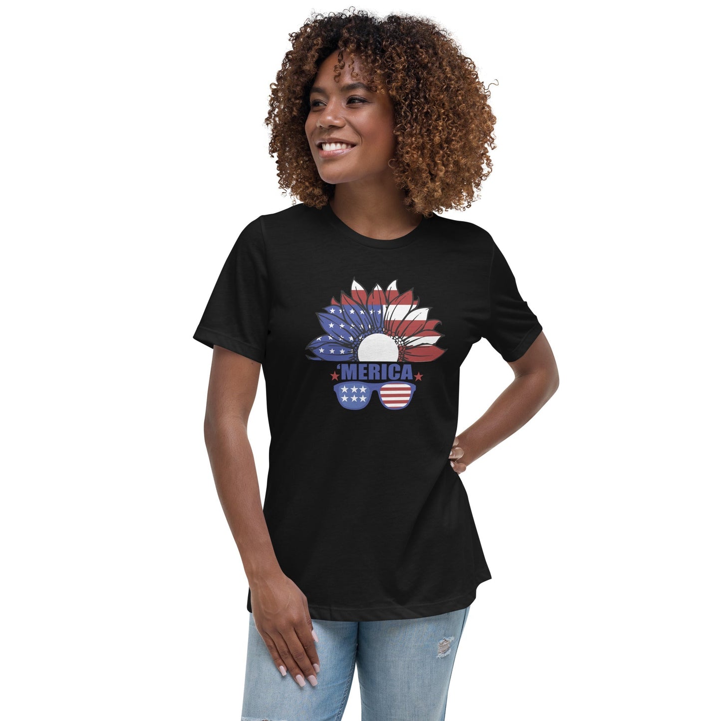 Liberty & Lead Apparel Black / S Merica - Ladies Relaxed Tee