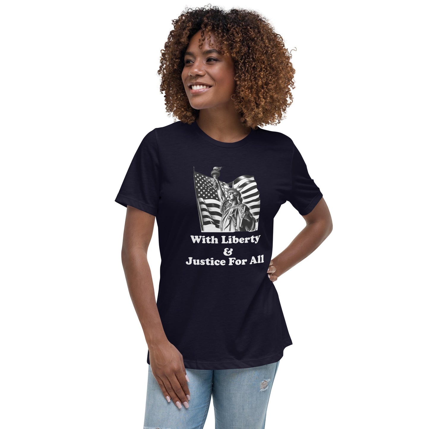 Liberty & Lead Apparel Navy / S Pledge of Allegiance - Ladies Relaxed Tee